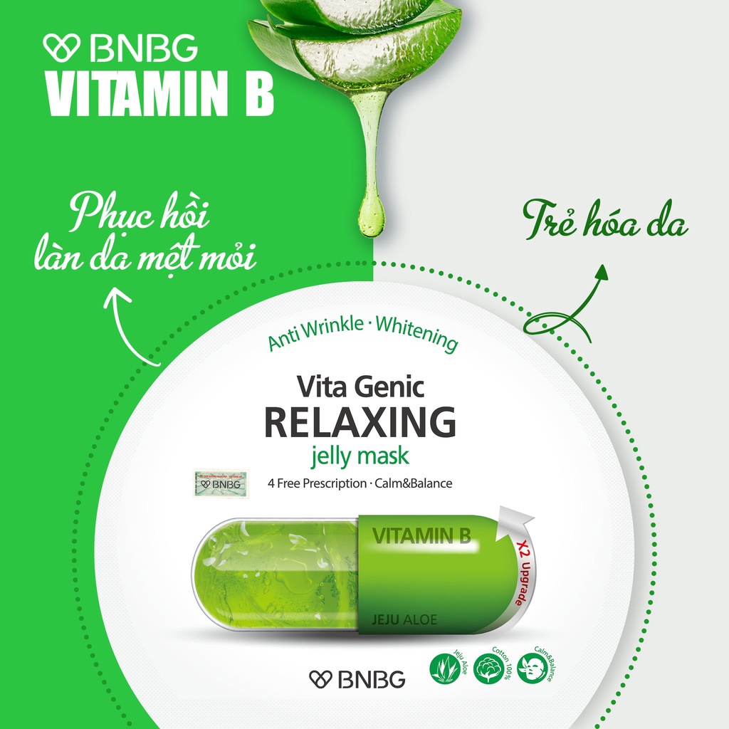 Mặt Nạ BNBG [MIẾNG LẺ] Xanh Lá Vita Genic Relaxing Jelly Mask Vitamin B Cấp  Ẩm Phục Hồi Da Hư Tổn 30ml [NHẬP KHẨU] | Shopee Việt Nam