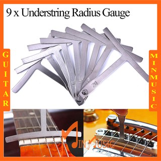 9Pcs Guitar Understring Radius Gauge Ruler Luthier Tool T Shape Stainless  Steel