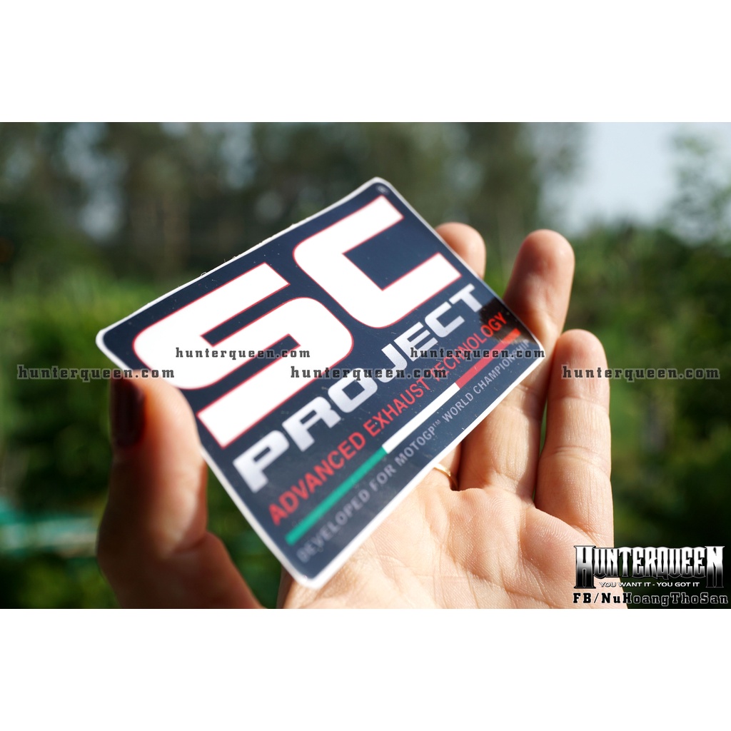 SC Project siêu to [15x6cm]. Decal logo cao cấp không bay màu, dán trang trí xe, nón, tủ