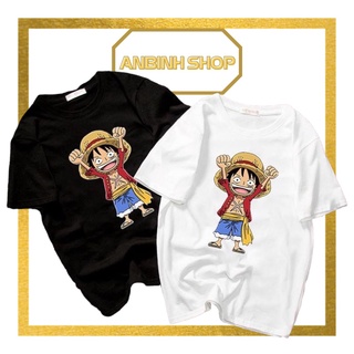 Áo thun unisex Hàn Quốc in chibi Luffy mũ rơm onepiece hoạt hình dễ thương vải dày mịn 2021T1078