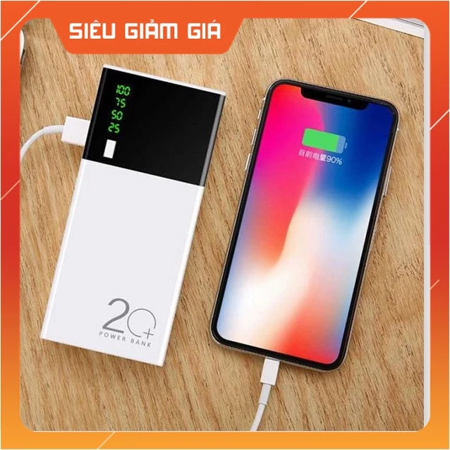 [SS] Sạc dự phòng, Pin dự phòng 30000mAh 2 cổng USB Sạc nhanh,màu trắng nhỏ gọn tiện lợi Tích Hợp Sạc Nhanh Fast Charge