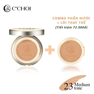 Combo Phấn Nước + Lõi Cushion C'CHOI HERBAL DD Che Phủ Tốt Nâng Tone Da Tự Nhiên 23 - Medium Tone