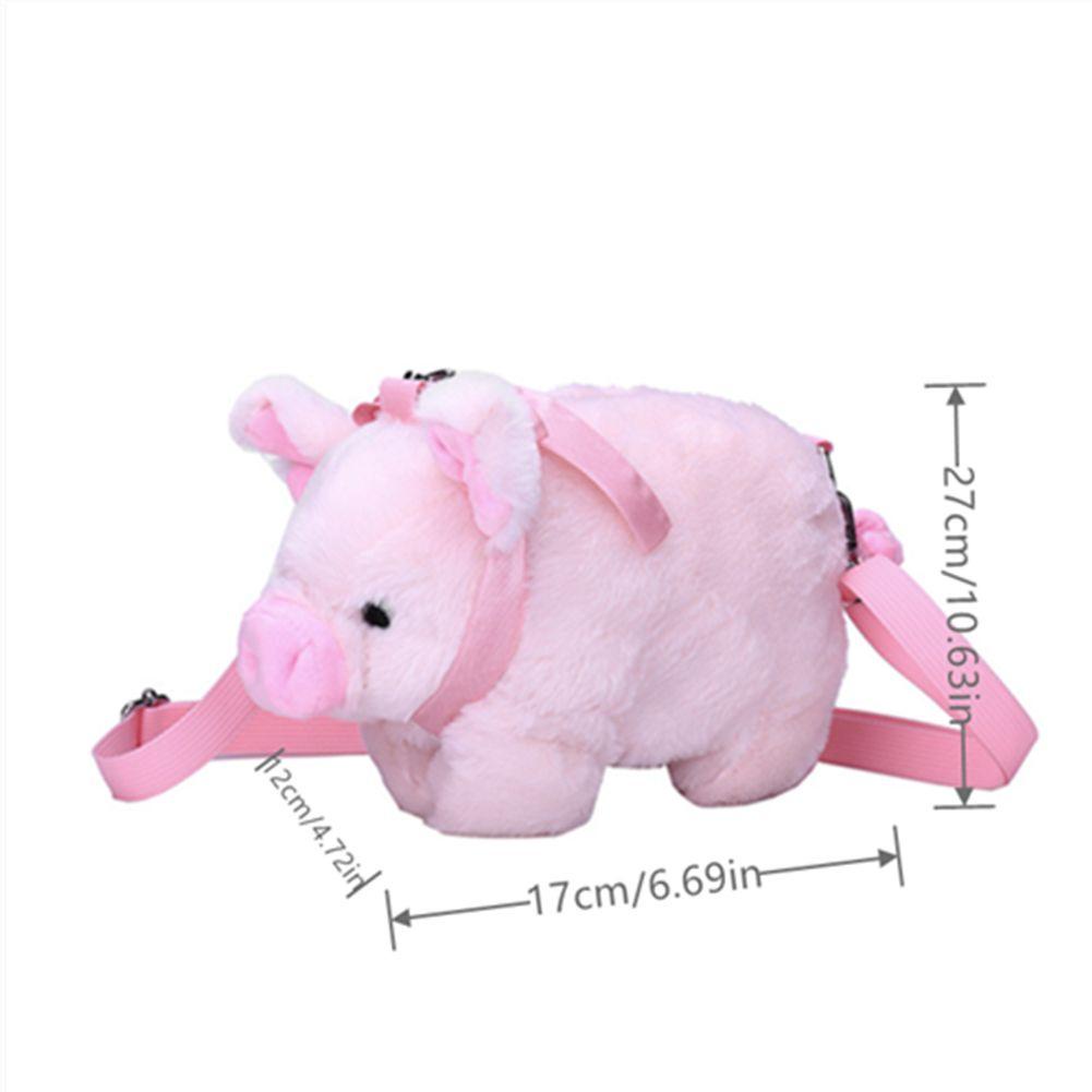 HOBBYIN Túi xách đeo chéo lông hồng hoạt hình lợn cho nữ, phong cách thời trang
