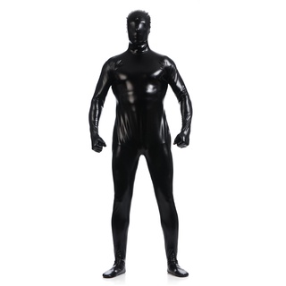 Bộ Đồ Bó Hóa Trang Zentai Bằng Kim Loại Sáng Bóng Có Khóa Kéo Sau Lưng Cho Nam