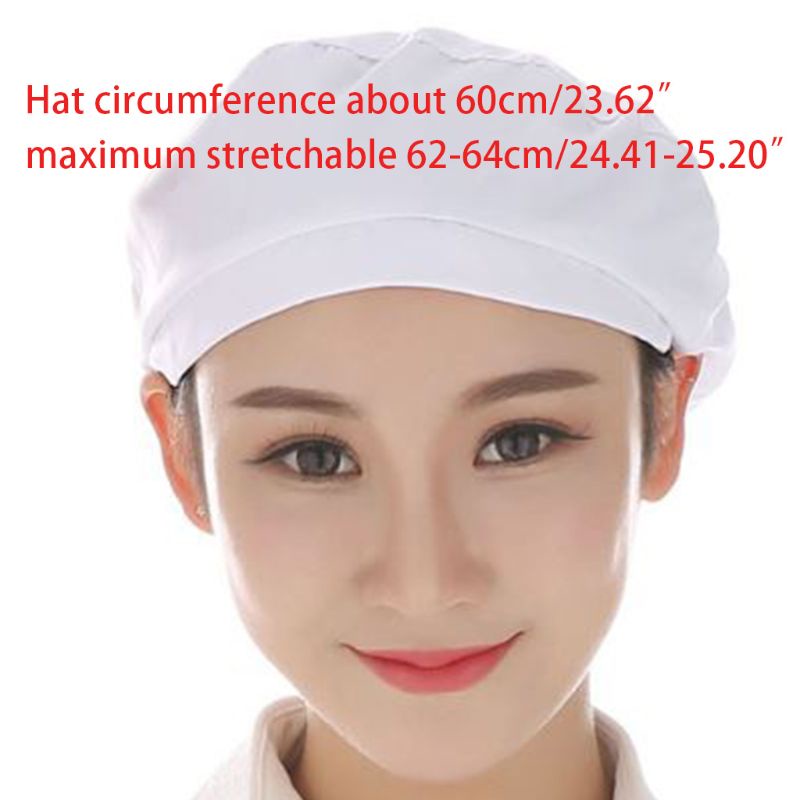 Unisex Dustproof Breathable Kitchen Chef Hat Elastic Factory Work Cap Hair Cover