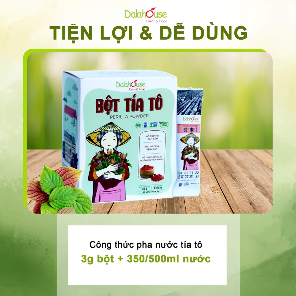Ảnh Bột tía tô nguyên chất sấy lạnh Dalahouse 120g pha uống, đắp mặt, giúp giảm mụn, sáng da 3