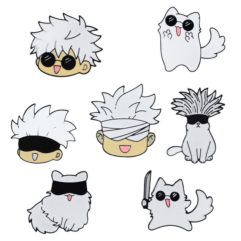 HT3 Jujutsu Kaisen Anime Huy Hiệu Kim Loại Thổ Cẩm Túi Mặt Dây Chuyền Pin Gojo Satoru Phụ Kiện Thời Trang Quà Tặng TH3