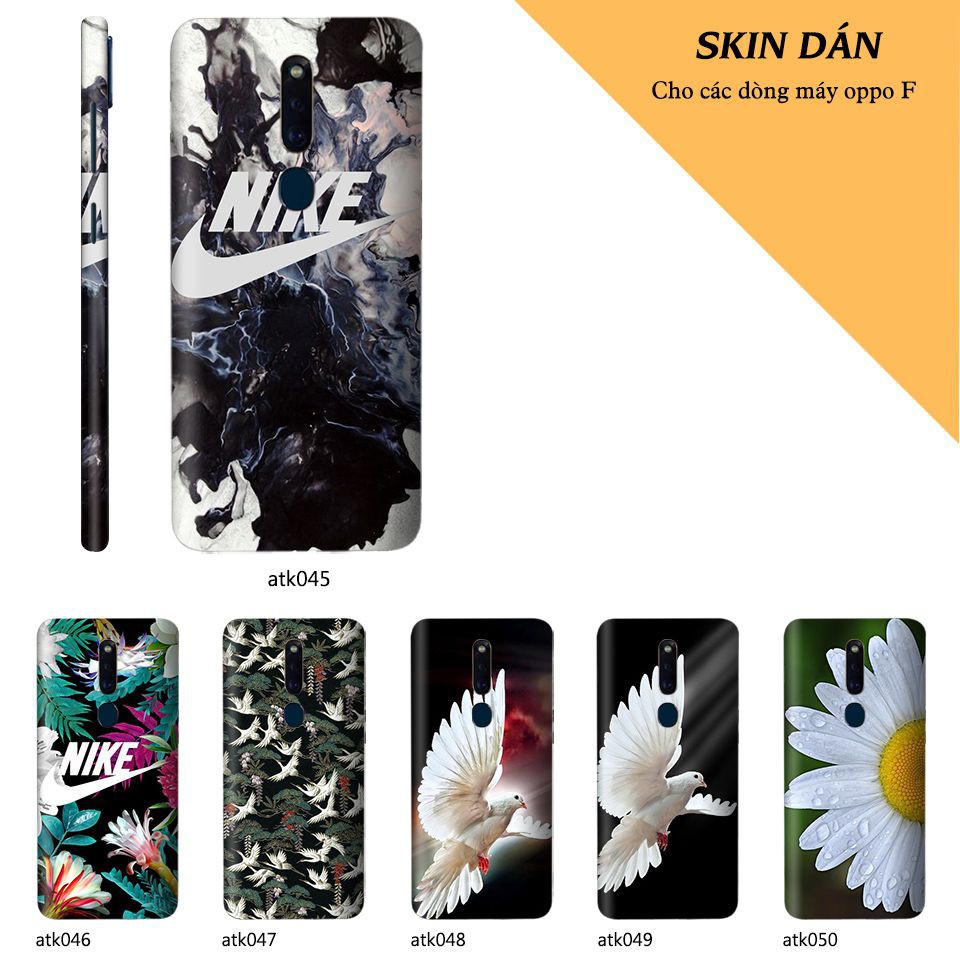 Miếng dán skin cho các dòng điện thoại Oppo F7 - F9 - F11 - F1s - F1 Plus in hình cực chất theo yêu cầu