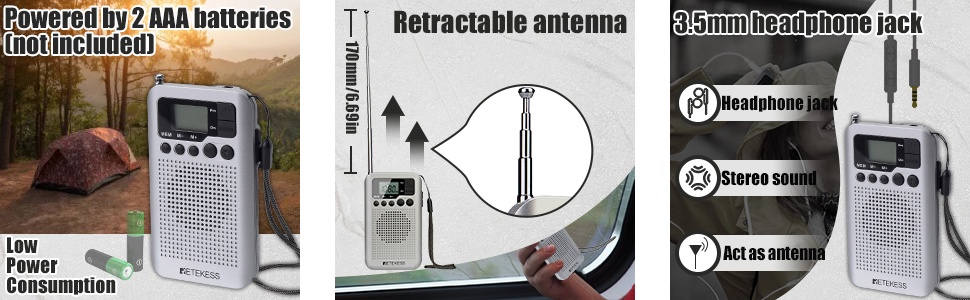 Mô tả Radio Retekess Tr106 Fm Am Di Động Với Màn Hình Lcd Điều Chỉnh Kỹ Thuật Số Có Loa Giắc Cắm Tai Nghe Và Chức Năng Đồng Hồ - 4