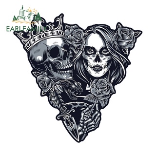 EARLFAMILY 13cm x 13cm cho Vintage Beauty Skull Snake Rose Car Dán Chống Nước Chống Nắng Đề Can Bảo Vệ Cửa Xe Ô Tô Đơn Giản