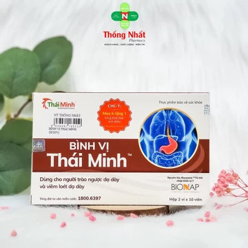 Viên uống hỗ trợ trào ngược loét dạ dày Bình Vị Thái Minh hộp 20 viên