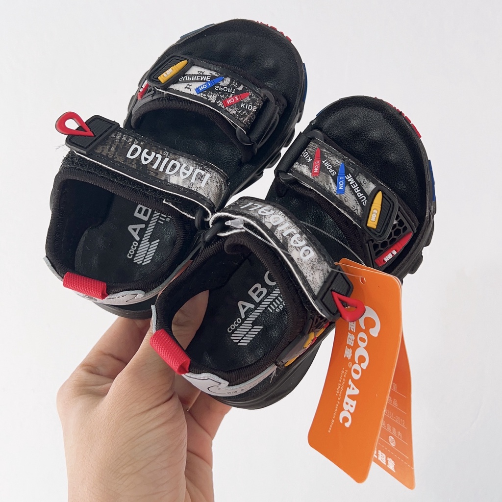 sandal bé trai - dép cho bé full hộp  quai vải  có quai dán đế êm chân QCCC chống trượt ABC 105 ( ảnh thật)