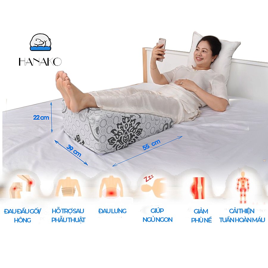 Ảnh Gối kê chân chống giãn tĩnh mạch chuyên dụng HANAKO chiều cao 22CM dành cho người < 1m50cm 2