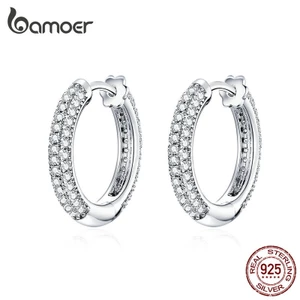 Bông Tai bạc 925 Dạng Vòng Đính Đá Sang Trọng Thời Trang 2019 bse300