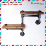 [GIÁ GỐC] kệ gỗ treo tường 2 tầng kệ sách decor bằng ống săt bền đẹp trang trí nhà và quán cafe sáng tạo TRENDDECOR.vn — ảnh 3