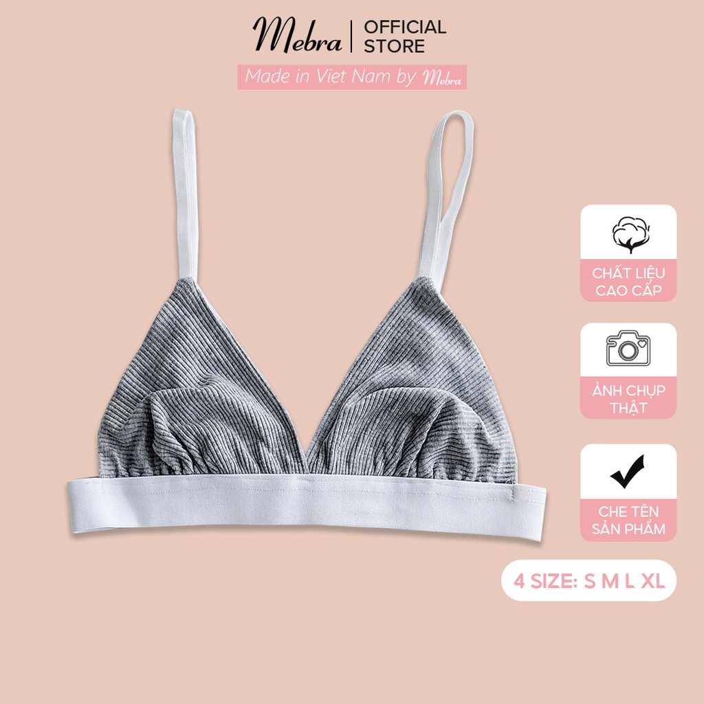 Áo ngực bra cotton không gọng không đệm tặng kèm mút chân ngực bản chun to thể thao năng động giữ form tốt Mebra A004 spe
