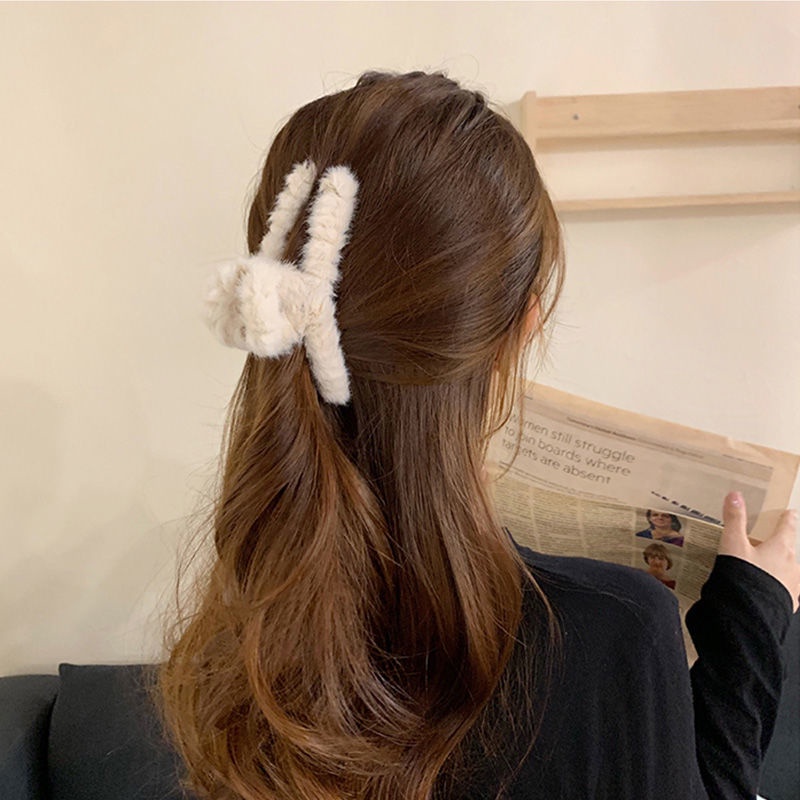Kẹp tóc càng cua vải lông nhung màu sắc ngọt ngào phong cách Hàn Quốc xinh xắn cho nữ