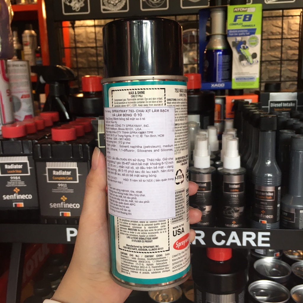 Chai Xịt Làm Sạch Và Đánh Bóng Sơn Xe Ô Tô Từ Mỹ Sprayway Wax & Shine 753 - 312g chamsocxestore