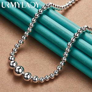 Vòng Cổ Hạt Tròn Bằng Bạc Sterling 925 18 Inch Thời Trang Cho Nam Nữ