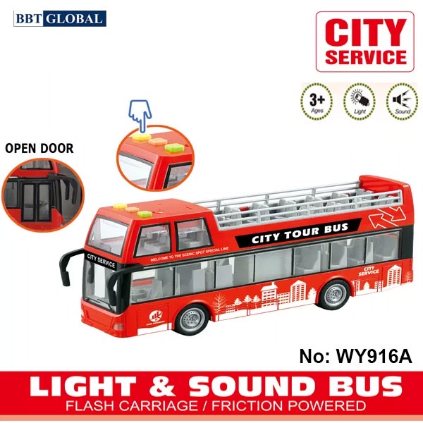 Mô hình xe bus thành phố cỡ lớn có đèn và nhạc cho bé BBT Global