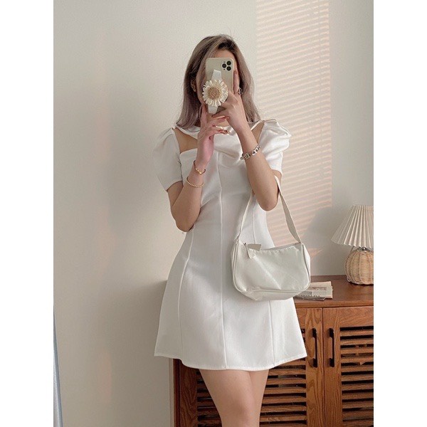 ĐẦM XOẮN NGỰC SIÊU XINH CHẤT VẢI DÀY DẶN BA MÀU TRẮNG ĐEN NÂU