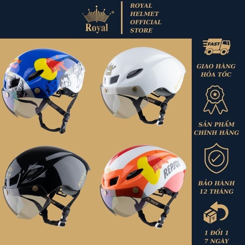 Mũ bảo hiểm xe đạp Royal md16 có kính dáng thể thao có đuôi nhọn giống ...