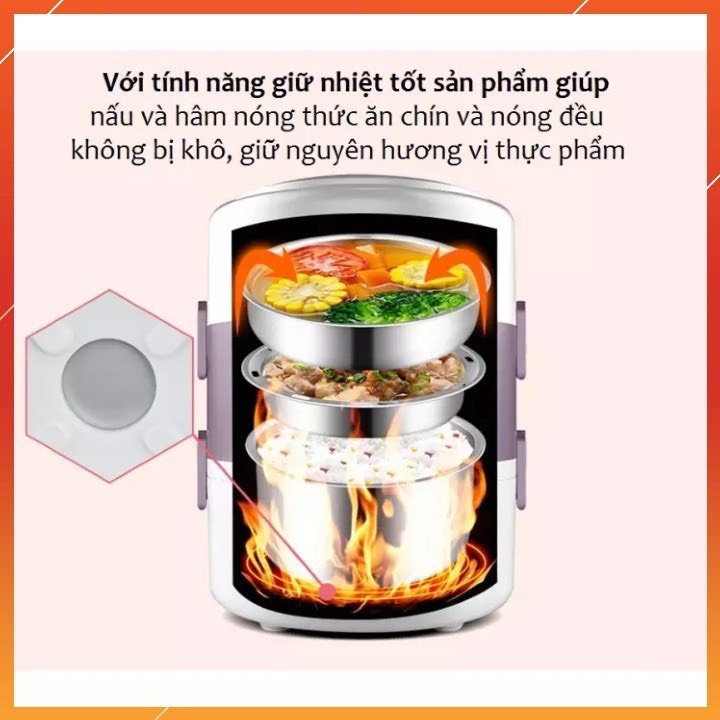 Ảnh Hộp Đựng Cơm 3 Tầng Có Lõi Hâm Nóng Cơm Đã Nấu – Kèm Túi Giữ Nhiệt  Hình Trụ Cao Cấp Chính Hãng Amalife 3