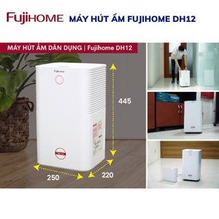 Máy hút ẩm công nghệ Block FUJIHOME DH12 Công suất 12lít/ ngày - Độ ồn cực thấp - Đèn led hiển thị