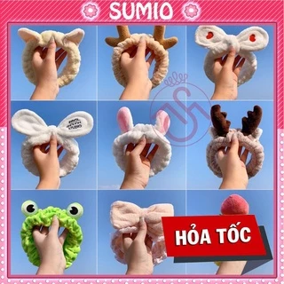 Băng đô rửa mặt bờm cài tóc turban dễ thương cute tai thỏ mèo quà giáng sinh vải nhung nơ cho tặng bạn bé gái nam nữ