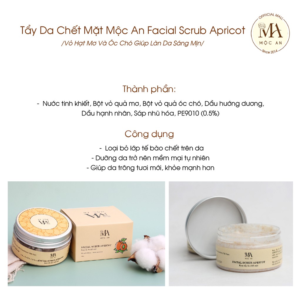 Ảnh Tẩy Da Chết Mặt Mộc An Vỏ Hạt Mơ Và Óc Chó Facial Scrub Apricot - Giúp Làn Da Sáng Mịn 100g 4
