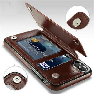 Ốp điện thoại có ngăn đựng thẻ lưng da phong cách retro cho iphone 6 6s 7 8 plus X XR XS MAX