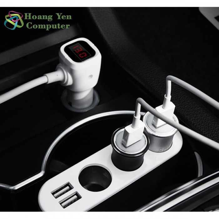 Cốc Sạc Xe Hơi Hoco Z13 3 Cổng Tẩu Sạc, 2 Cổng Sạc USB - BH 6 Tháng - Hoàng Yến Computer