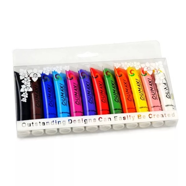 Set 12 tuýp màu vẽ oumax, bột vẽ cọ bản