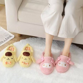 G13 Sanrio Hoạt Hình Sang Trọng Dép KT Kuromi Cinnamoroll Hangyodon Purin Giai Điệu Nhồi Bông Giày Chống Trơn Trượt Ấm Áp G13