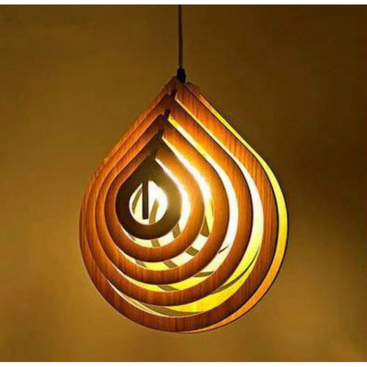 Đèn Gỗ decor trang trí nội thất DIY 112, đèn gỗ trái tim, đèn gỗ thả trần