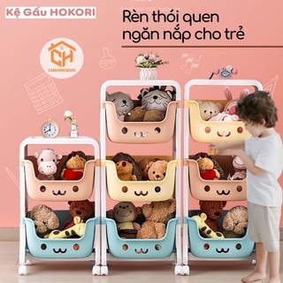 Kệ Gấu Hokori 5576 Việt Nhật Đựng Đồ Đa Năng - Kệ Nhựa Hình Gấu 2,3, 4 Tầng Có Bánh Xe Di Chuyển Tiện Lợi Cam Homeware
