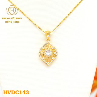 Dây Chuyền, Vòng Cổ Nữ Mặt Đính Đá Màu Trắng Xi Mạ Vàng Non Cao Cấp - Trang Sức Hava Hong Kong