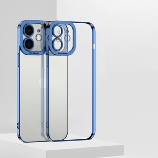 Ốp Điện Thoại Viền Mạ Điện Cho iPhone 13 12 11 Pro 13 ProMax 12 Pro Ốp Lưng TPU Trong Suốt Mềm T08
