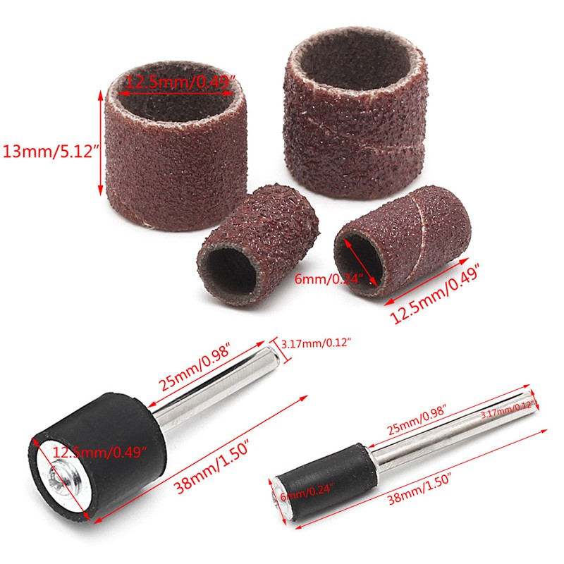Bộ 10 đầu mài nhám 120# 12.5mm và trục quay 3.17mm tiện dụng để làm móng