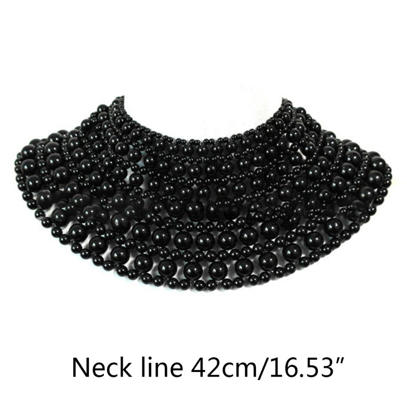 Dây Choker Yếm Hình Quạt Với Hạt Ngoc Trai Nhân Tạo, Bộ Phụ Kiện Gồm Dây Xích Và Khăn Choàng Cổ