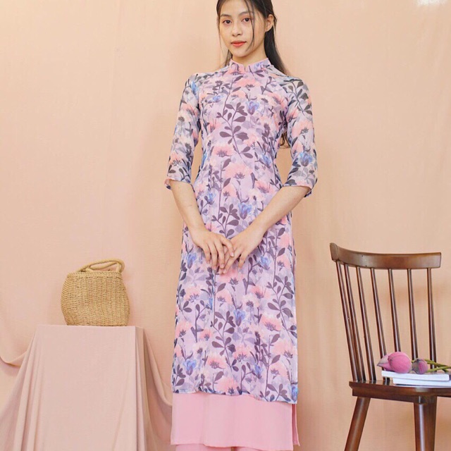 Ao dai 2 lop sale