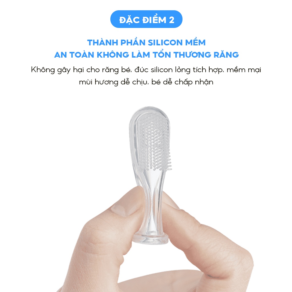 Mô tả Bàn chải xỏ ngón silicon cho bé từ 1 tuổi thương hiệu Midkid, tưa lưỡi mềm mại, an toàn, có hộp đựng sạch sẽ và tiện lợi - 3