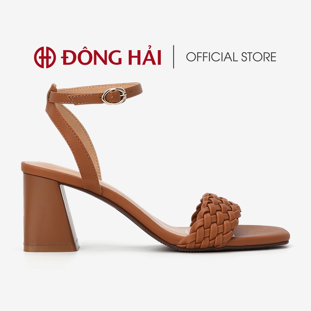 Giày Sandal nữ Đông Hải đế vuông thiết kế quai quai hoạ tiết Intrecciato cách điệu cao 7cm - S81K7