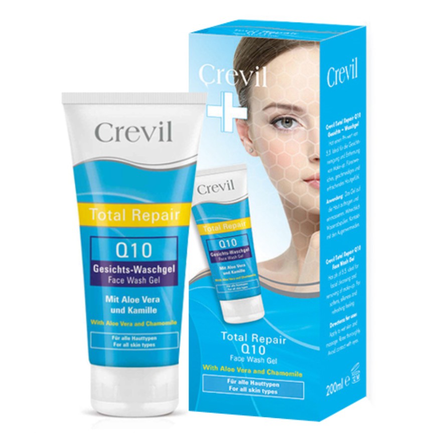 Crevil Q10 Total Repair Face Wash GelGel Rửa Mặt Trắng Da, Ngừa Mụn