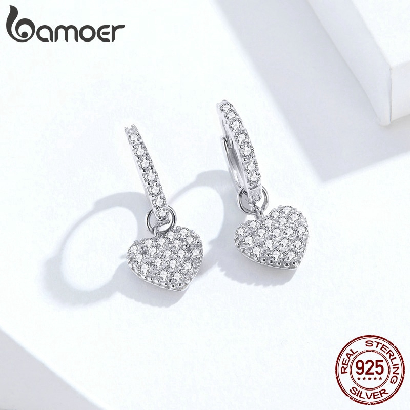 Bông Tai bạc 925 Hình Trái Tim Xinh Xắn Thời Trang Dự Tiệc Cưới 2020 sce821