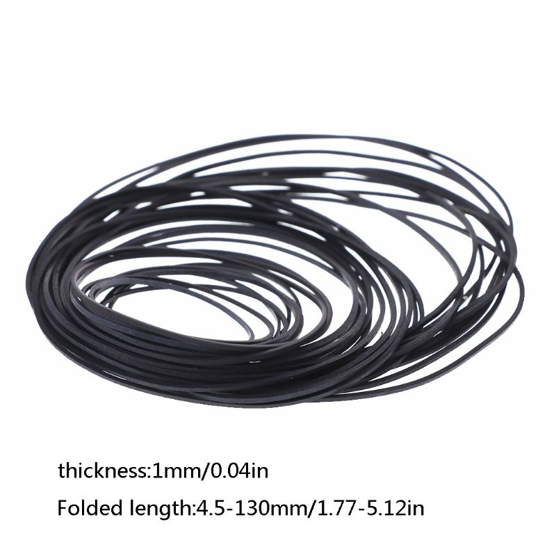 50Pcs/bag 1mm Mix Cassette Tape Machine Belts Assorted Flat Rubber Belt 45-130mm