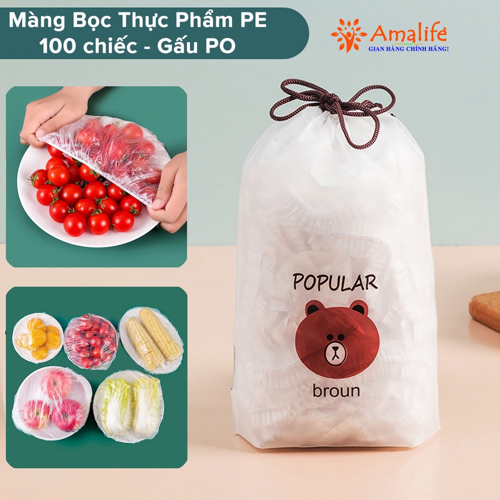 Ảnh Túi Màng Bọc Thực Phẩm PE An Toàn Có Chun Co Giãn Siêu Dai, Túi Gấu Bọc Đồ Ăn Thực Phẩm Có Thể Tái Sử Dụng Hãng Amalife 1