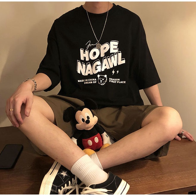 Áo Thun Nam Tay Lỡ HappyFamily Form Rộng Tay Lỡ HOPE NAGAWL Trẻ Trung Chất vải cotton 100 cao cấp
