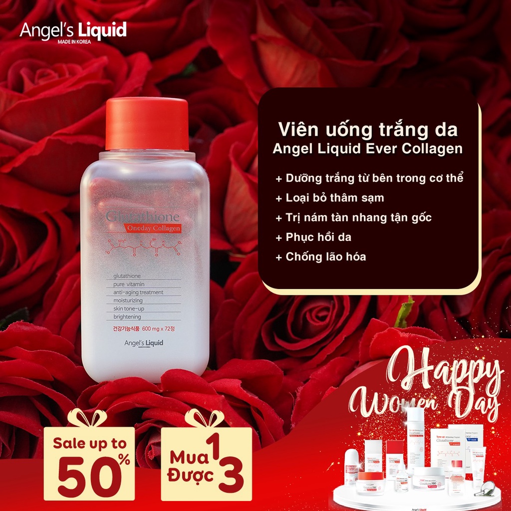 angels liquid glutathione ever collagen Freeship - Viên Uống Trắng Da Glutathione Ever Collagen 7Day Angle's Liquid