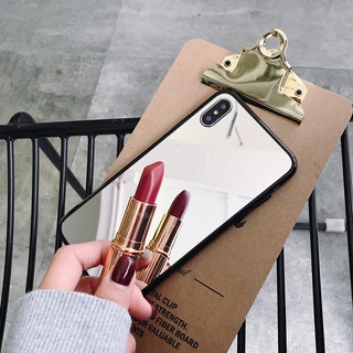 Ốp Điện Thoại Gương Cạnh Đen Cho iPhone 16 15 14 13 12 11 Pro MAX X XS MAX XR Vỏ Bảo Vệ TPU Mềm Cho iPhone 6s 7 8 PLUS Ốp Gương